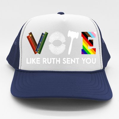 Funny Vote Like Ruth Sent You Gavel Feminists Lgbt Pride Trucker Hat