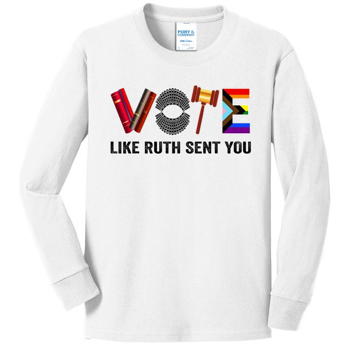 Funny Vote Like Ruth Sent You Gavel Feminists Lgbt Pride Design Gift Kids Long Sleeve Shirt