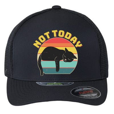 Funny Vintage Lazy Sleepy Not Today Cat Flexfit Unipanel Trucker Cap