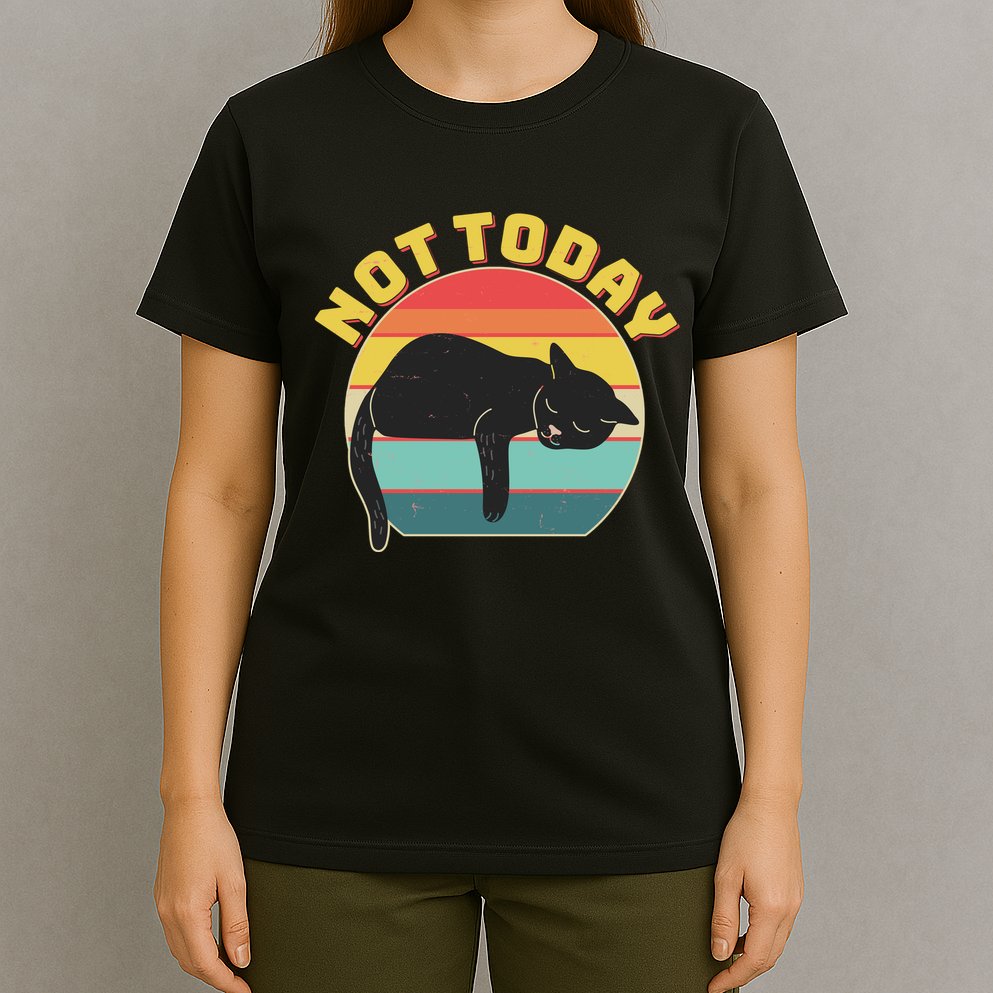 Funny Vintage Lazy Sleepy Not Today Cat T-Shirt