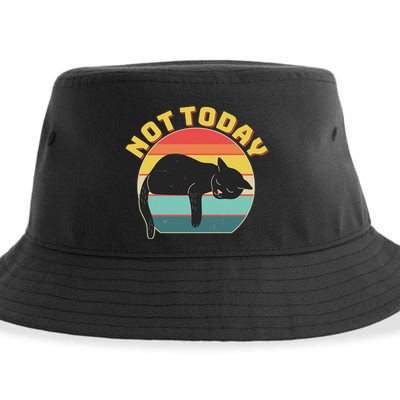 Funny Vintage Lazy Sleepy Not Today Cat Sustainable Bucket Hat