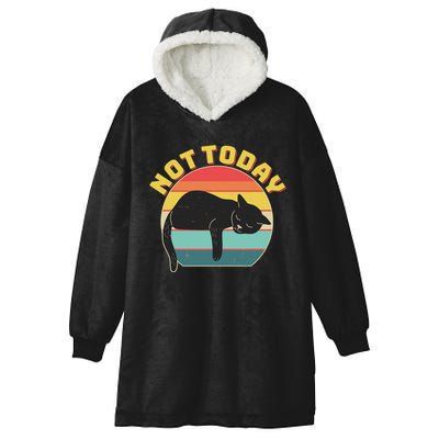 Funny Vintage Lazy Sleepy Not Today Cat Hooded Wearable Blanket