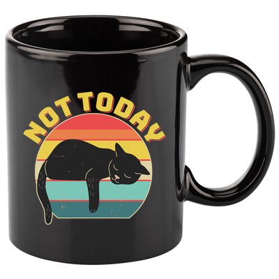 Funny Vintage Lazy Sleepy Not Today Cat 11oz C Handle Ceramic Mug