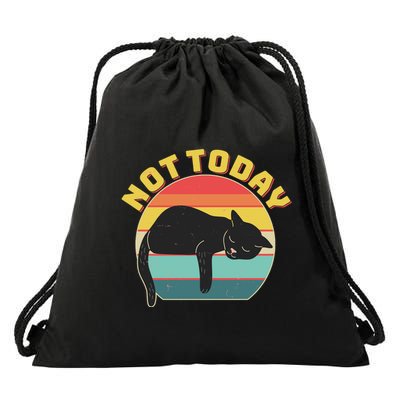 Funny Vintage Lazy Sleepy Not Today Cat Drawstring Bag