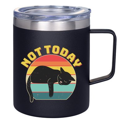 Funny Vintage Lazy Sleepy Not Today Cat 12oz Stainless Steel Coffee Mug