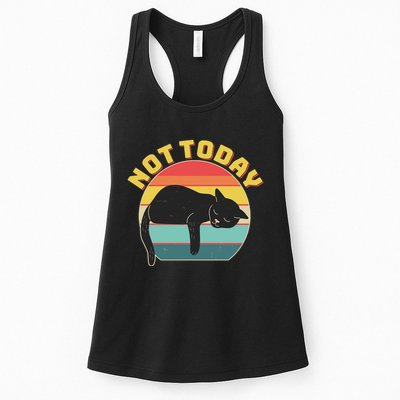 Funny Vintage Lazy Sleepy Not Today Cat Womens Tank Top