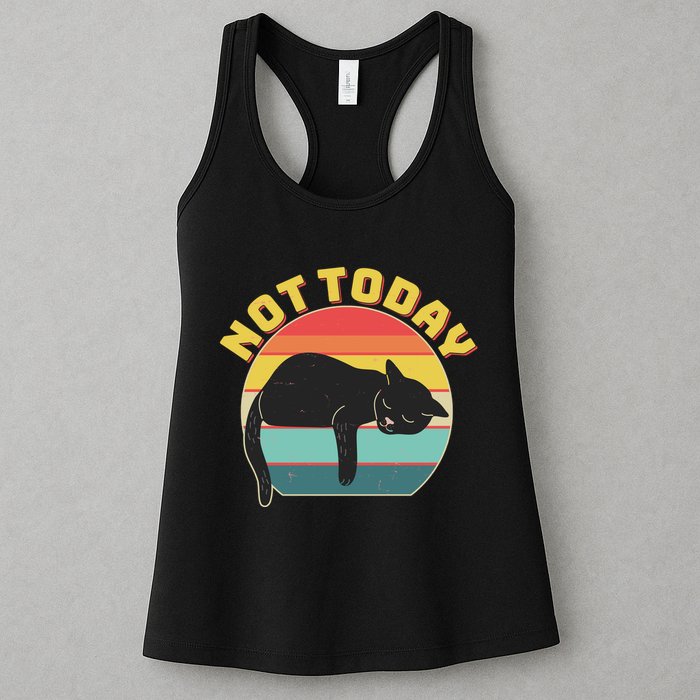 Funny Vintage Lazy Sleepy Not Today Cat Womens Tank Top