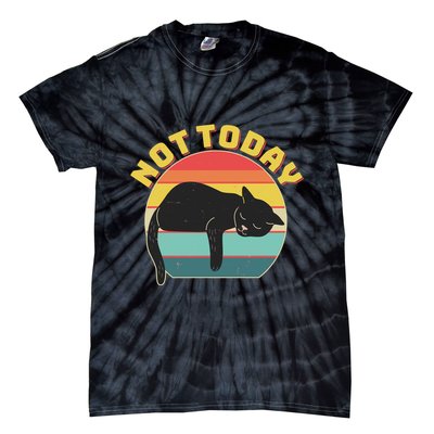 Funny Vintage Lazy Sleepy Not Today Cat Tie-Dye T-Shirt