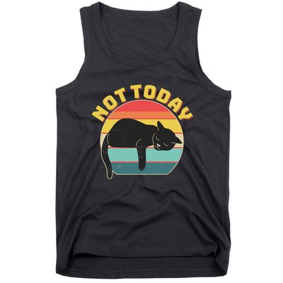 Funny Vintage Lazy Sleepy Not Today Cat Tank Top