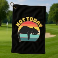 Funny Vintage Lazy Sleepy Not Today Cat Golf Towel