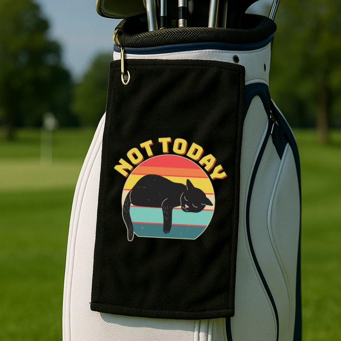 Funny Vintage Lazy Sleepy Not Today Cat Golf Towel