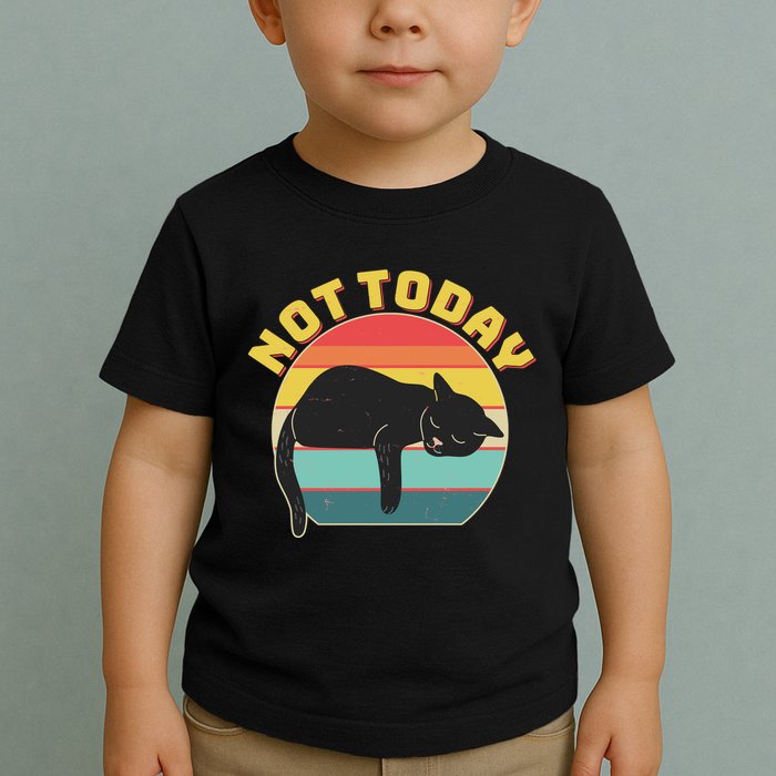 Funny Vintage Lazy Sleepy Not Today Cat Toddler T-Shirt