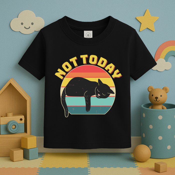Funny Vintage Lazy Sleepy Not Today Cat Toddler T-Shirt