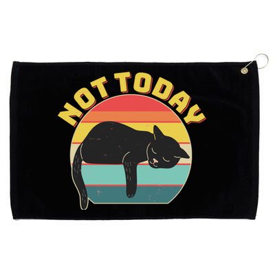 Funny Vintage Lazy Sleepy Not Today Cat Grommeted Golf Towel