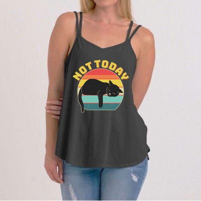 Funny Vintage Lazy Sleepy Not Today Cat Women's Strappy Tank