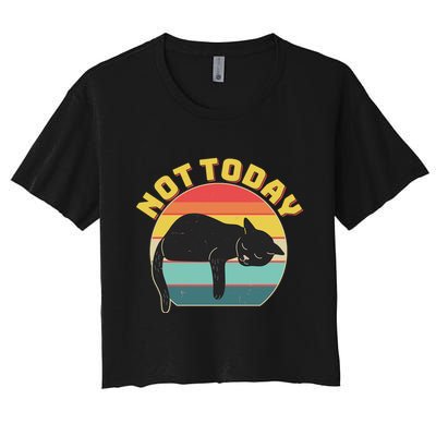 Funny Vintage Lazy Sleepy Not Today Cat Crop Top
