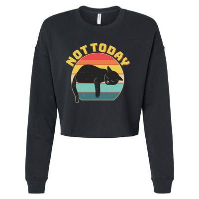 Funny Vintage Lazy Sleepy Not Today Cat Cropped Pullover Crew