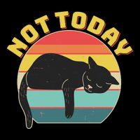 Funny Vintage Lazy Sleepy Not Today Cat Cropped Pullover Crew