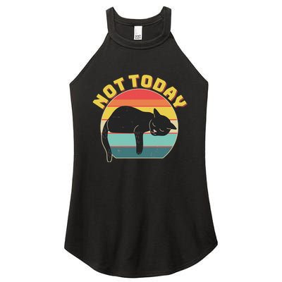 Funny Vintage Lazy Sleepy Not Today Cat Women's Perfect Tri Rocker Tank