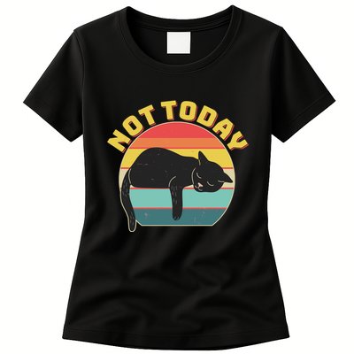 Funny Vintage Lazy Sleepy Not Today Cat Womens T-Shirt
