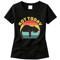 Funny Vintage Lazy Sleepy Not Today Cat Womens T-Shirt