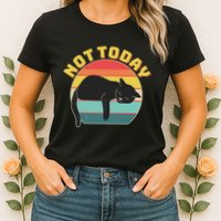 Funny Vintage Lazy Sleepy Not Today Cat Womens T-Shirt