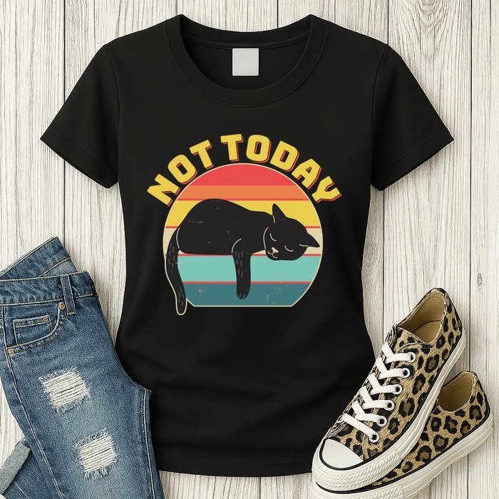 Funny Vintage Lazy Sleepy Not Today Cat Womens T-Shirt