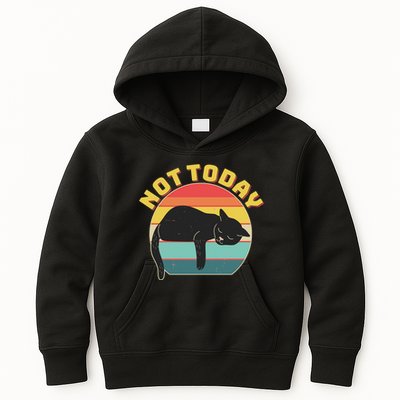 Funny Vintage Lazy Sleepy Not Today Cat Kids Hoodie
