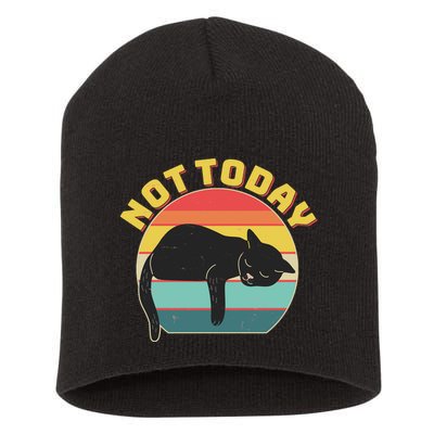 Funny Vintage Lazy Sleepy Not Today Cat Short Acrylic Beanie