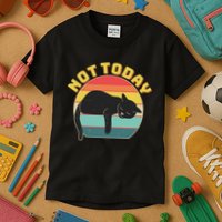 Funny Vintage Lazy Sleepy Not Today Cat Kids T-Shirt