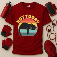 Funny Vintage Lazy Sleepy Not Today Cat Cooling Performance Crew T-Shirt
