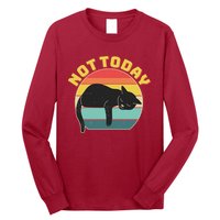 Funny Vintage Lazy Sleepy Not Today Cat Long Sleeve Shirt