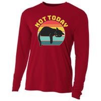 Funny Vintage Lazy Sleepy Not Today Cat Cooling Performance Long Sleeve Crew