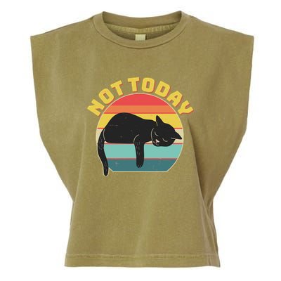 Funny Vintage Lazy Sleepy Not Today Cat Garment-Dyed Women's Muscle Tee