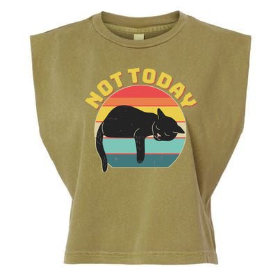 Funny Vintage Lazy Sleepy Not Today Cat Garment-Dyed Women's Muscle Tee