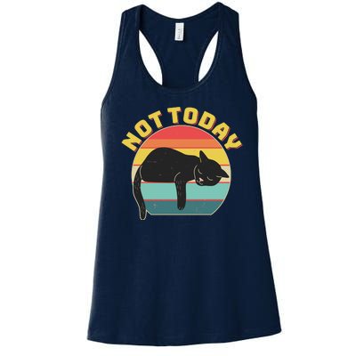 Funny Vintage Lazy Sleepy Not Today Cat Women's Racerback Tank