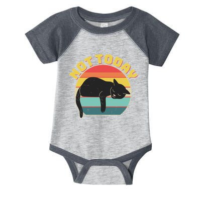 Funny Vintage Lazy Sleepy Not Today Cat Infant Baby Jersey Bodysuit