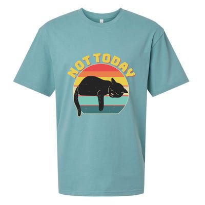 Funny Vintage Lazy Sleepy Not Today Cat Sueded Cloud Jersey T-Shirt