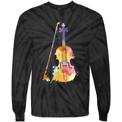 Funny Violin Lover Art For Men Women Violin Player Violinist Tie-Dye Long Sleeve Shirt
