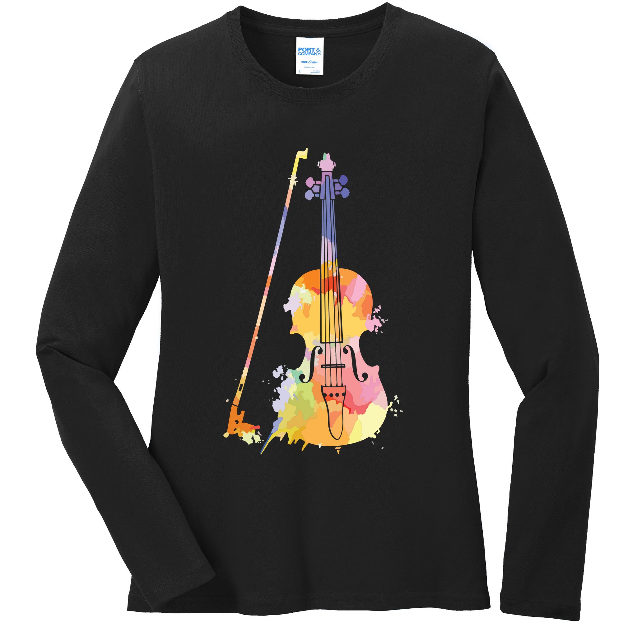 Funny Violin Lover Art For Men Women Violin Player Violinist Ladies Long Sleeve Shirt