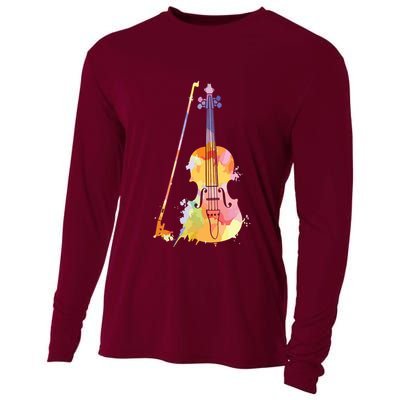 Funny Violin Lover Art For Men Women Violin Player Violinist Cooling Performance Long Sleeve Crew