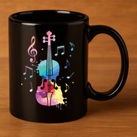 Funny Violin Lover Art For Men Women Violin Player Violinist 11oz C Handle Ceramic Mug