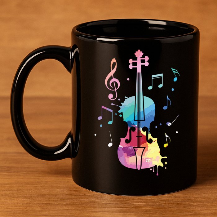 Funny Violin Lover Art For Men Women Violin Player Violinist 11oz C Handle Ceramic Mug