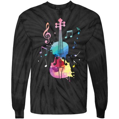 Funny Violin Lover Art For Men Women Violin Player Violinist Tie-Dye Long Sleeve Shirt