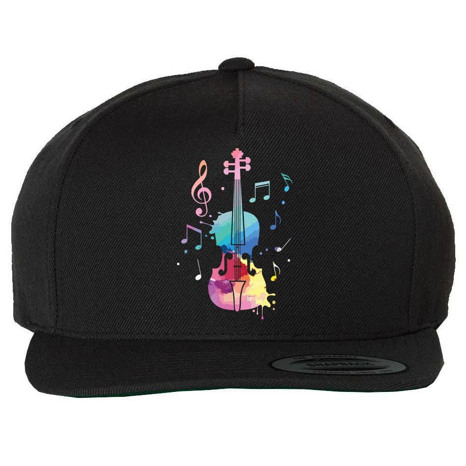 Funny Violin Lover Art For Men Women Violin Player Violinist Wool Snapback Cap