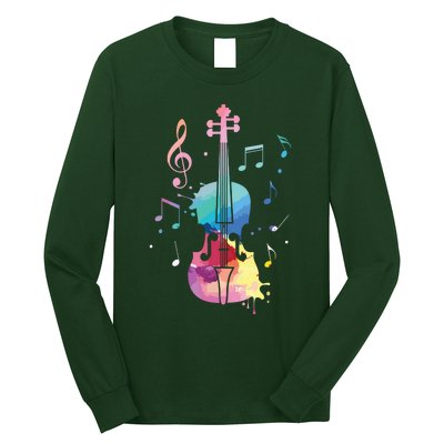 Funny Violin Lover Art For Men Women Violin Player Violinist Long Sleeve Shirt