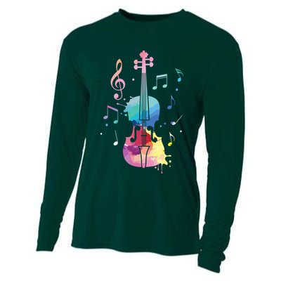 Funny Violin Lover Art For Men Women Violin Player Violinist Cooling Performance Long Sleeve Crew