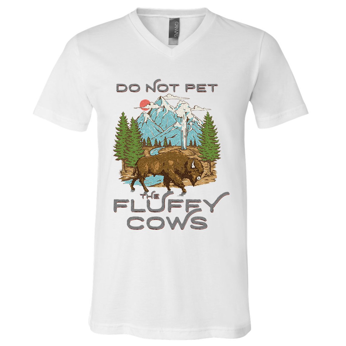 Funny Vintage Look Yellowstone National Park Bison Lover V-Neck T-Shirt