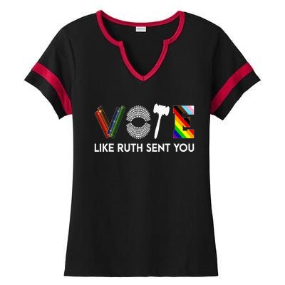 Funny Vote Like Ruth Sent You Gavel Feminists Lgbt Pride Ladies Halftime Notch Neck Tee