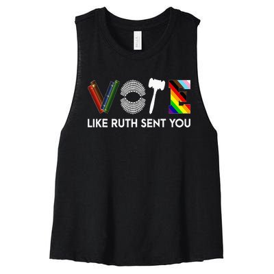 Funny Vote Like Ruth Sent You Gavel Feminists Lgbt Pride Women's Racerback Cropped Tank